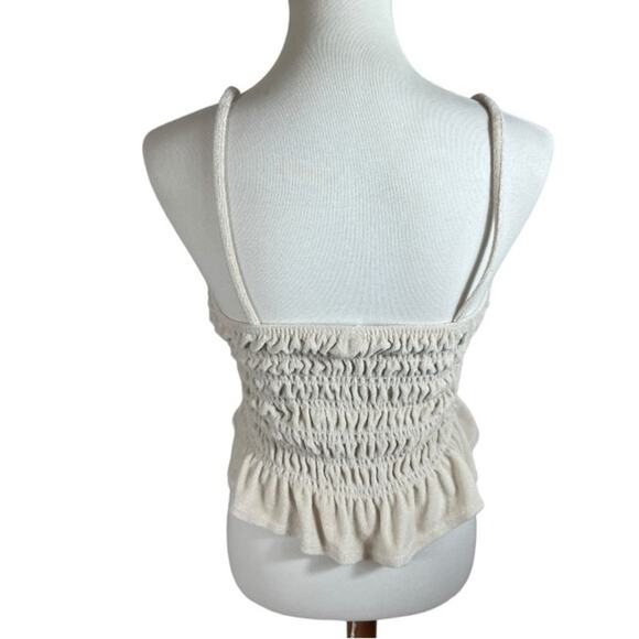 H&M Smocked Cream Terry Camisole Tube Cropped Top Size M - Picture 2 of 6